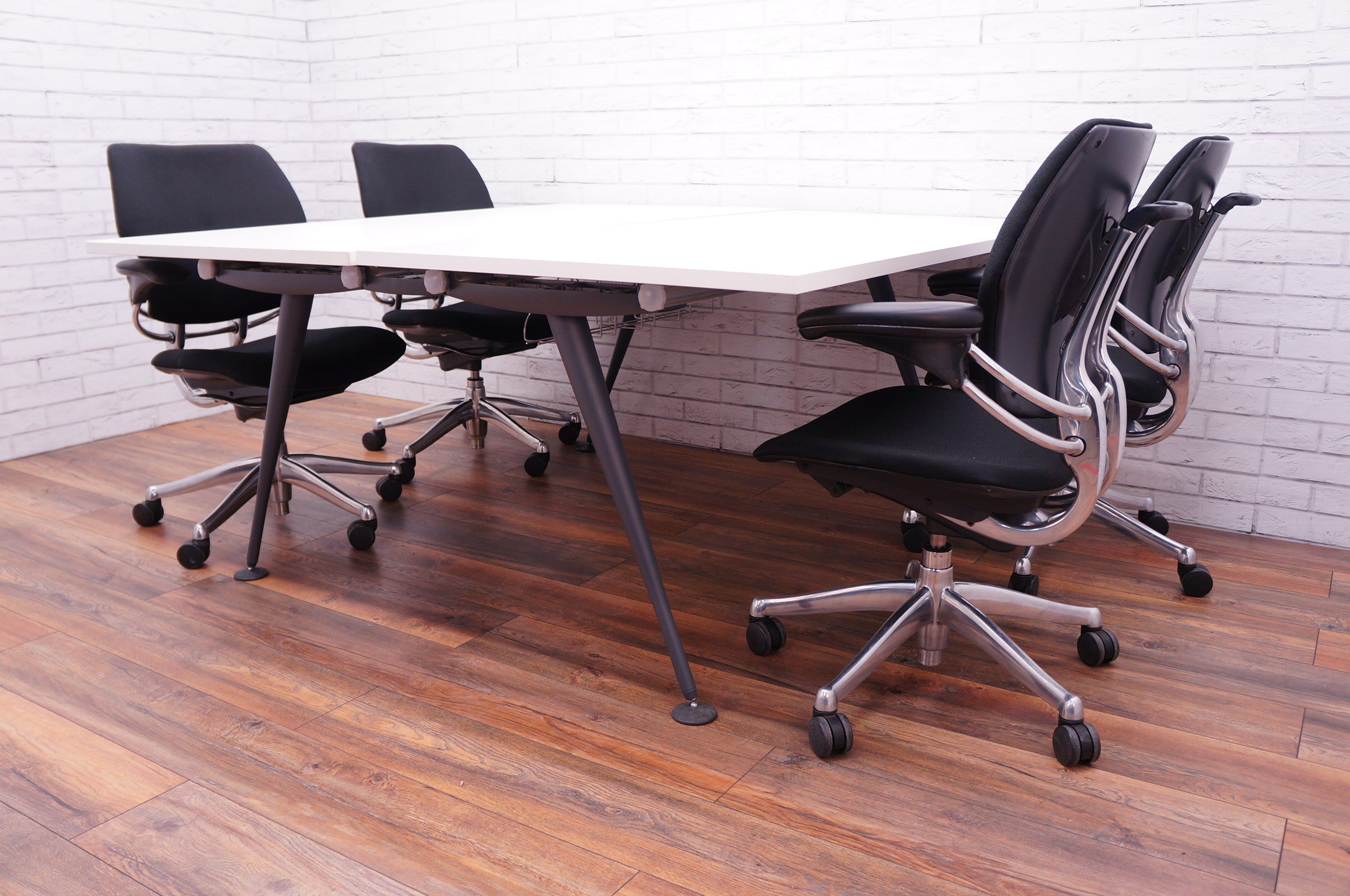 Herman Miller Abak Environments Twin Bench Desk With Graphite Tapered