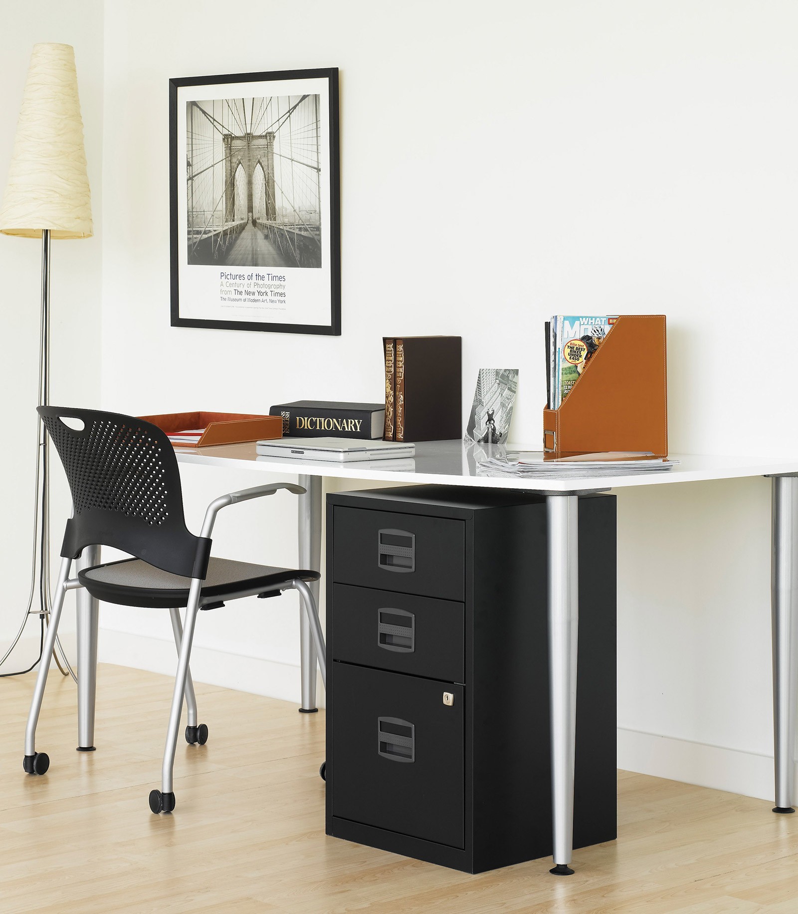 Bisley A4 Home Filer With 3 Drawers In Grey With Red Drawers