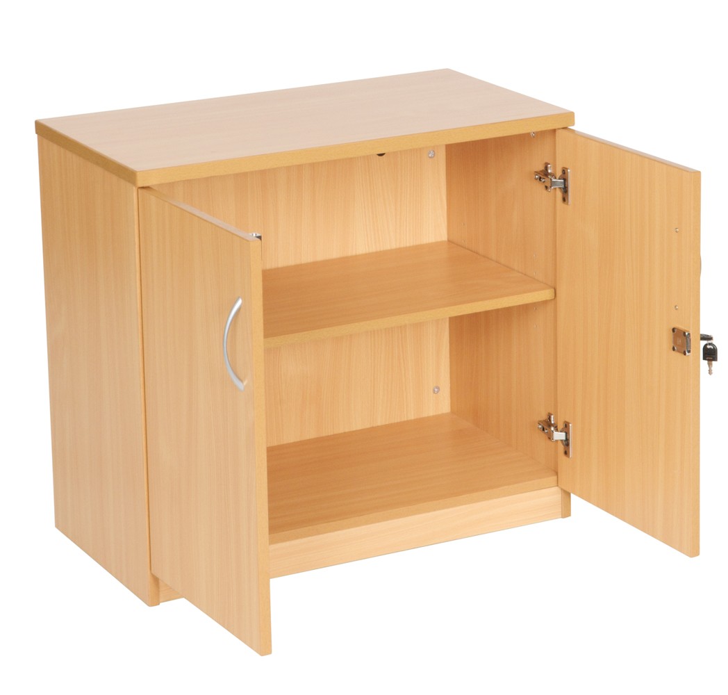 DESK HIGH DOUBLE DOOR CUPBOARD IN BEECH Office Resale