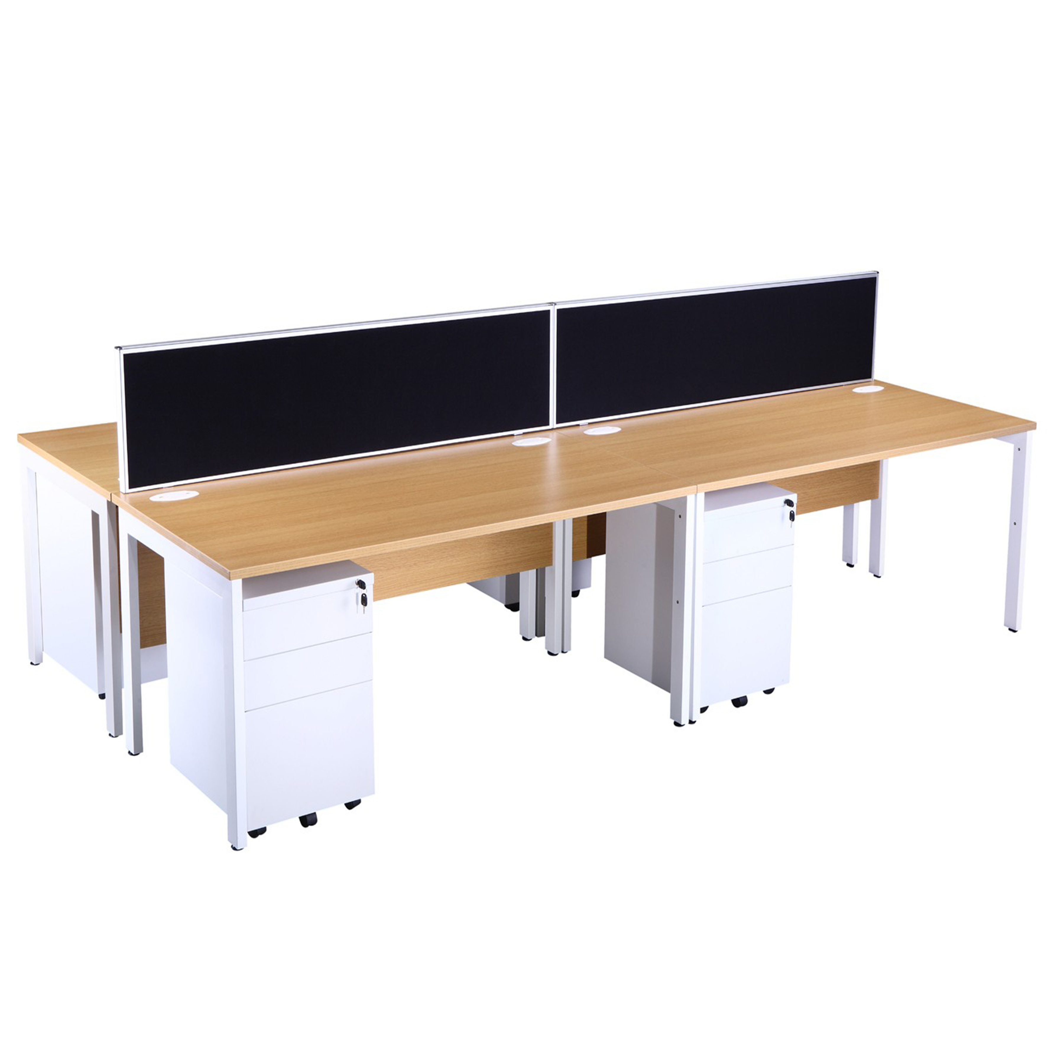 Free Standing Bench Desk In Light Oak & Silver Office Resale