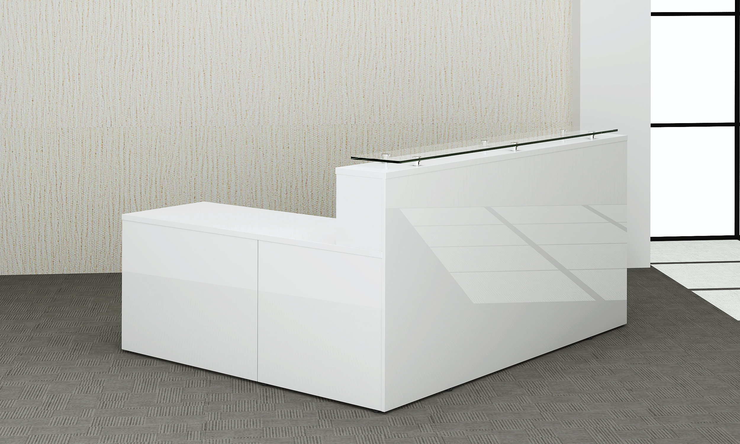 White Gloss Reception Counter Office Resale