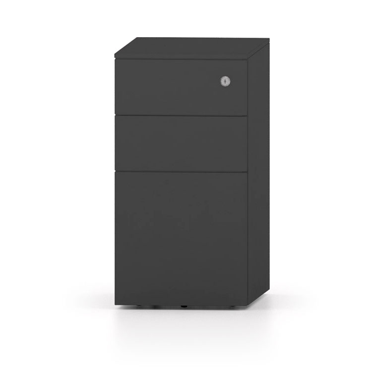 Cube Narrow Steel Pedestal In Smoky Black Office Resale