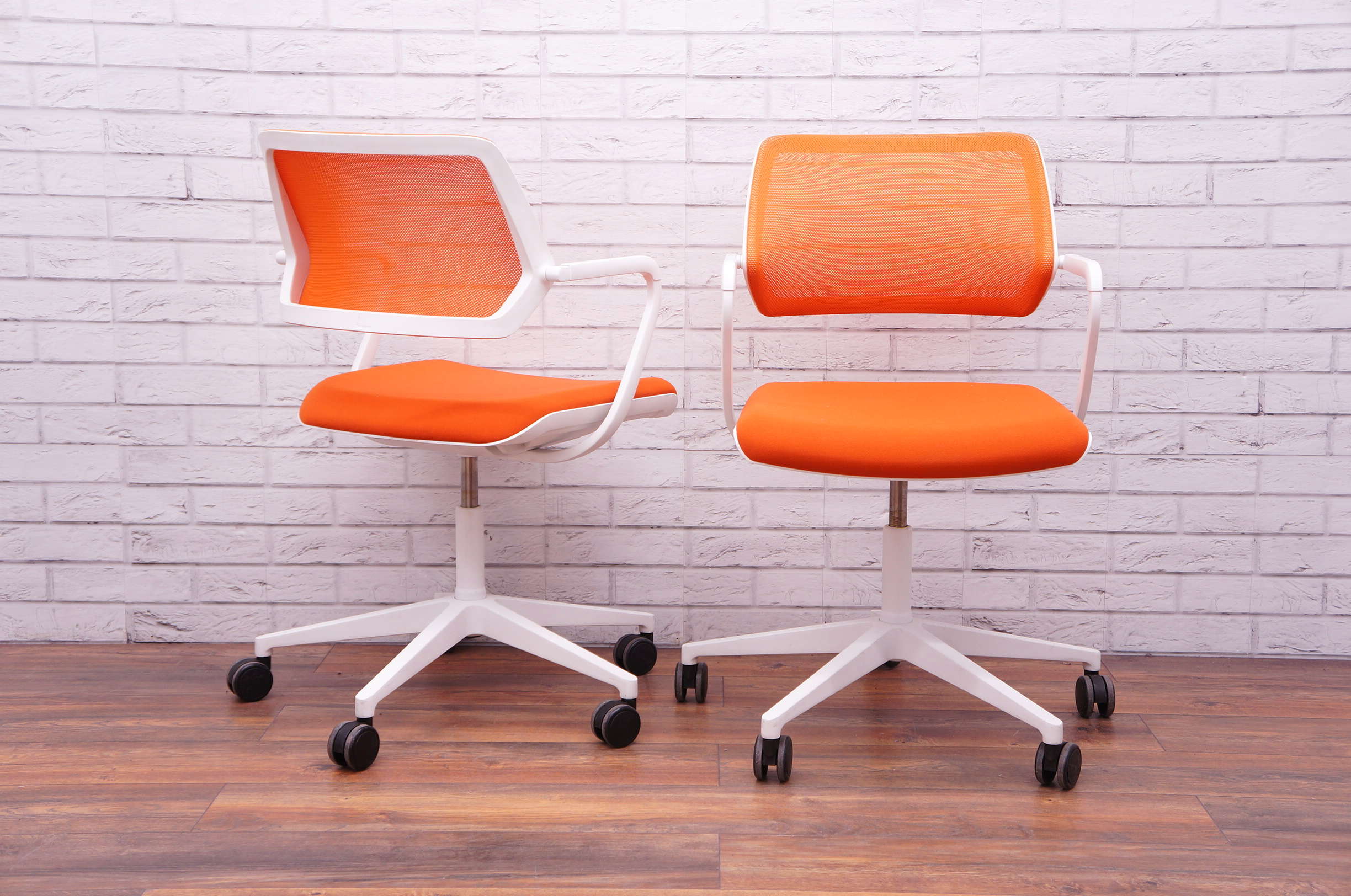 Steelcase QiVi Task Chair In White & Orange Office Resale