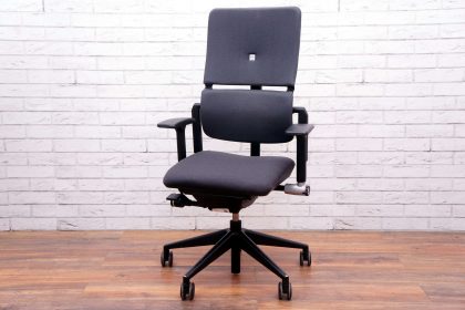 Steelcase Please V2 Task Chair, Grey Fabric Back & Seat, Black Frame & Base