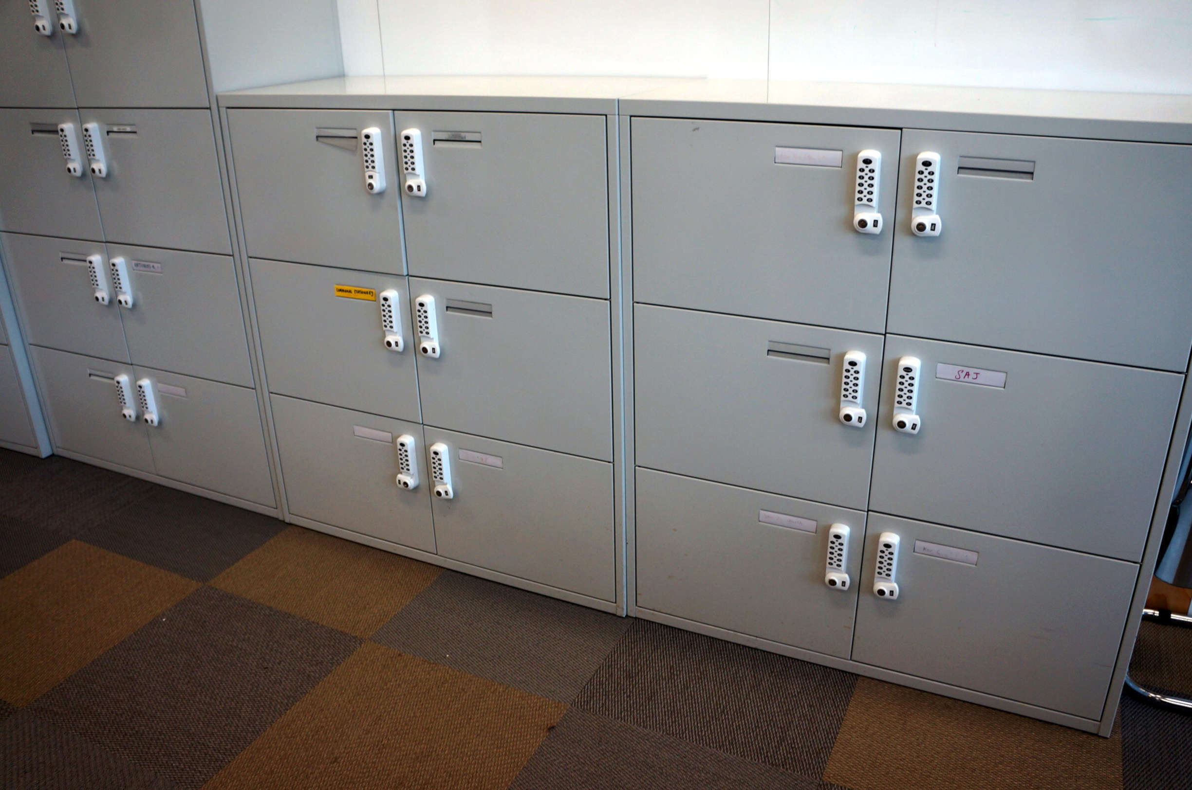 6 Compartment Lockers With Combination Locks In Light Grey Office
