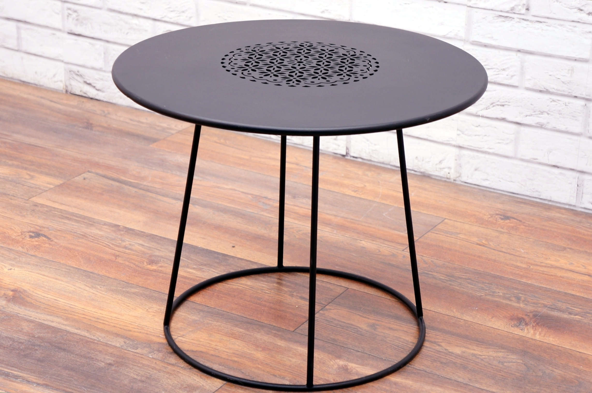 Small Round Coffee Table In Black - Office Resale