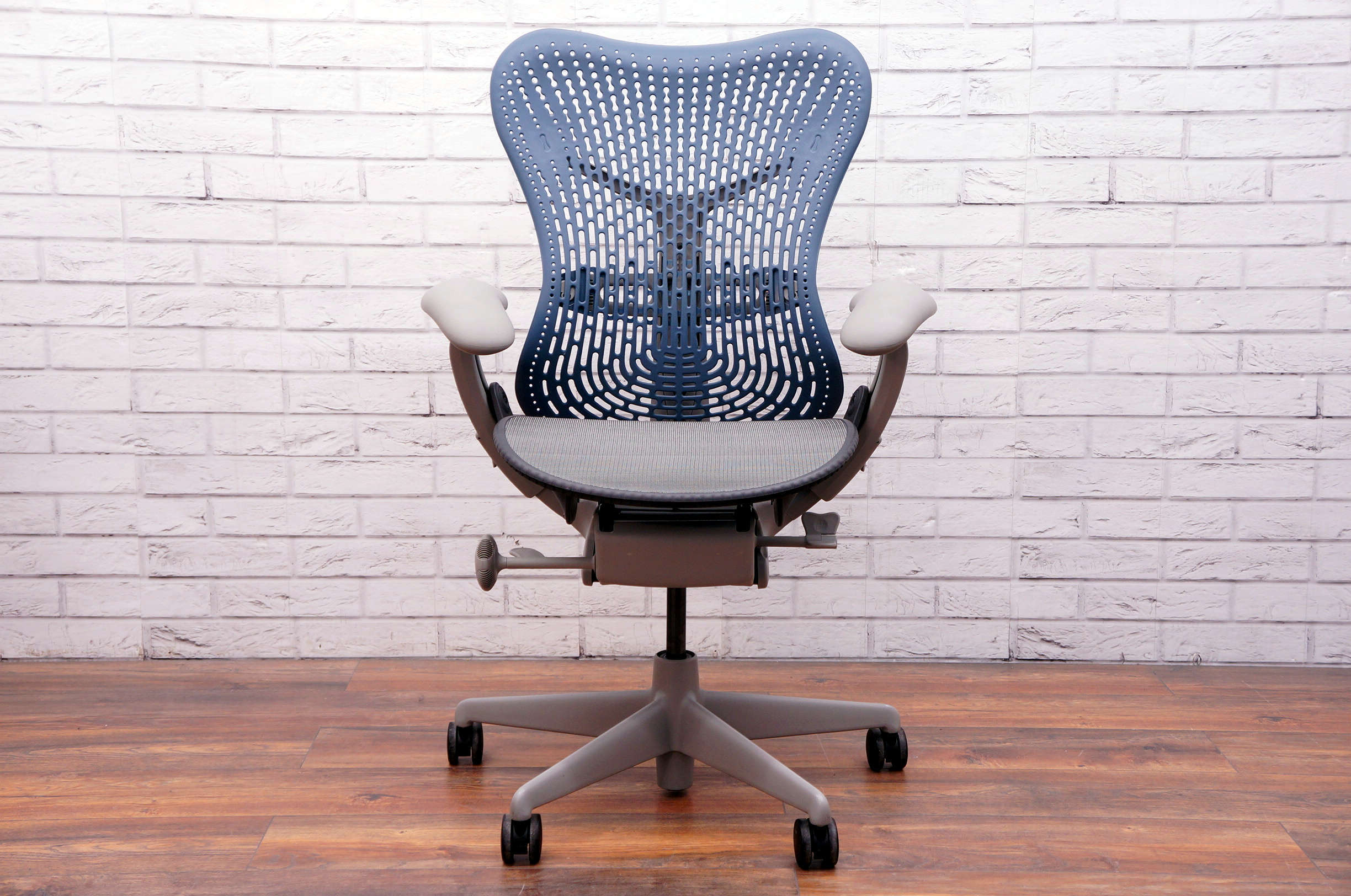 Herman Miller Mirra Fully Loaded Chair In Blue & Grey Office Resale