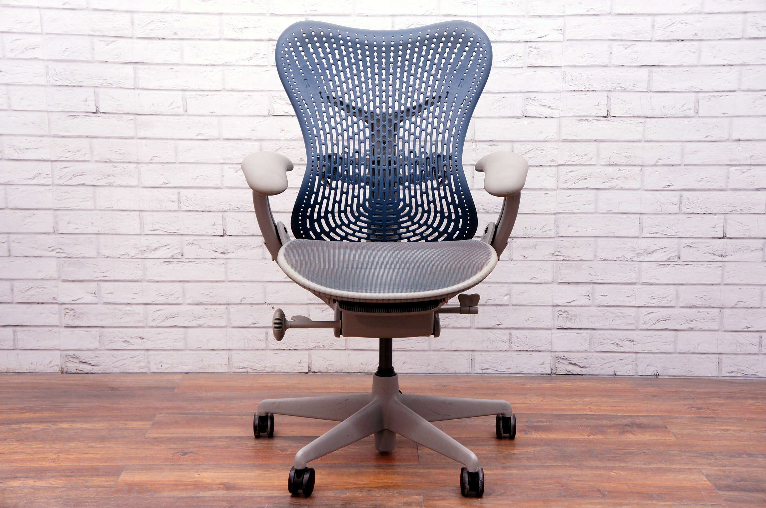Herman Miller Mirra Chair With No Forward Tilt In Blue & Grey Office