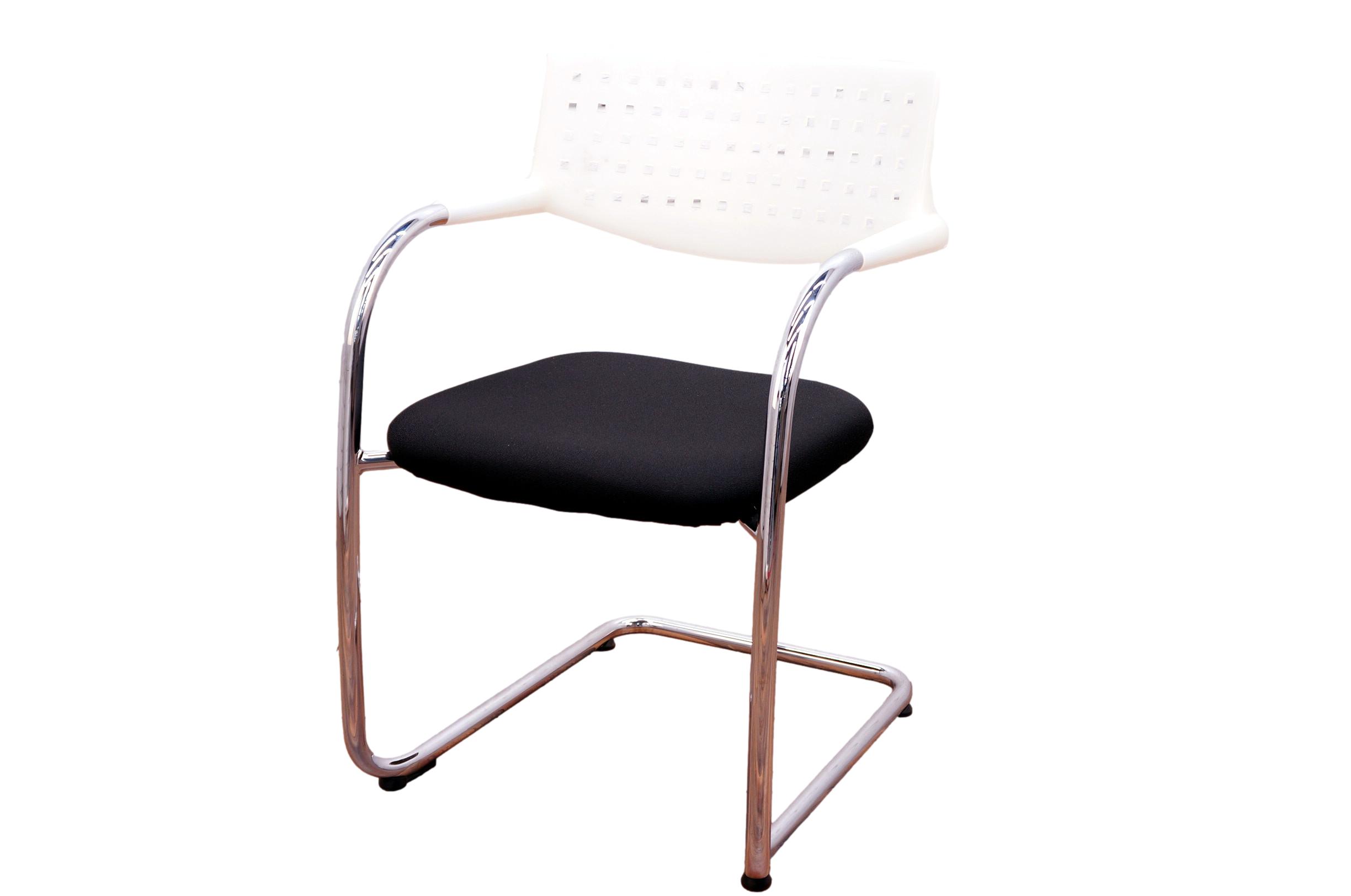 Vitra Visavis Static Meeting Chair in White & Black Office Resale