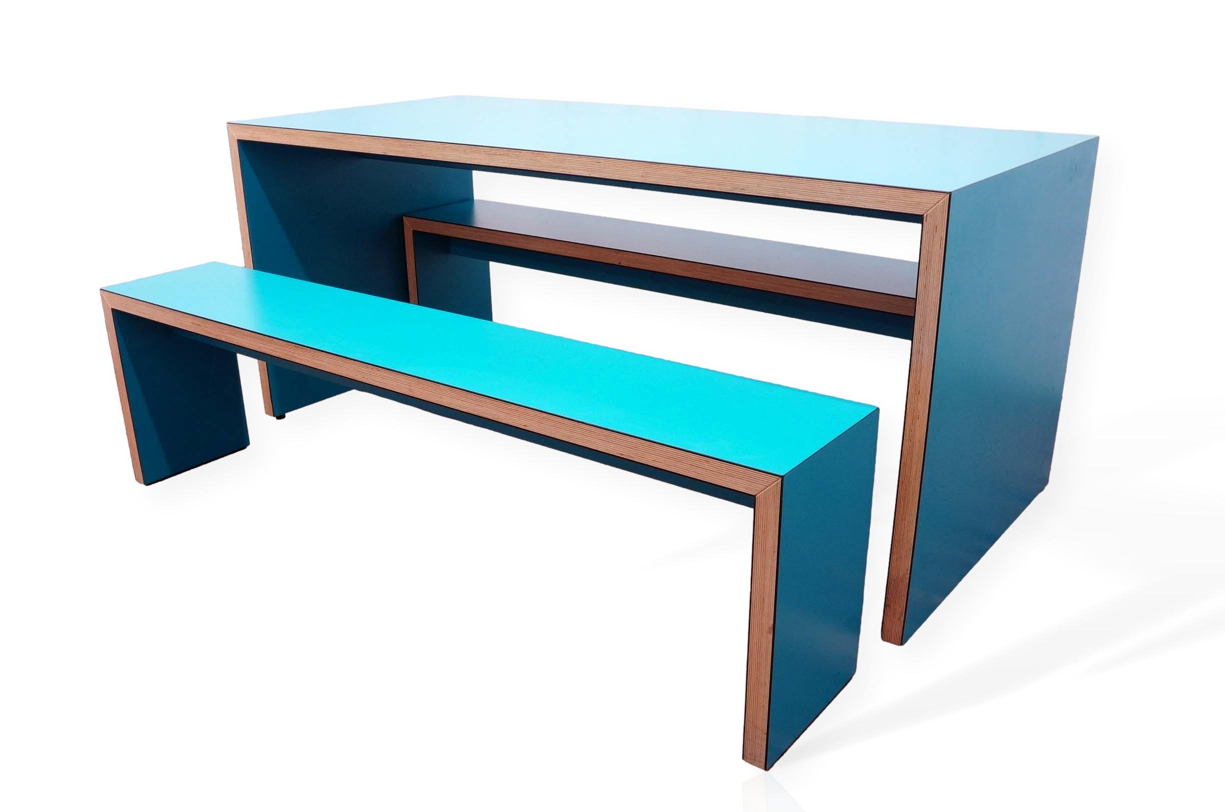 James Burleigh Waldo 45 Bench Table Set In Blue Office Resale