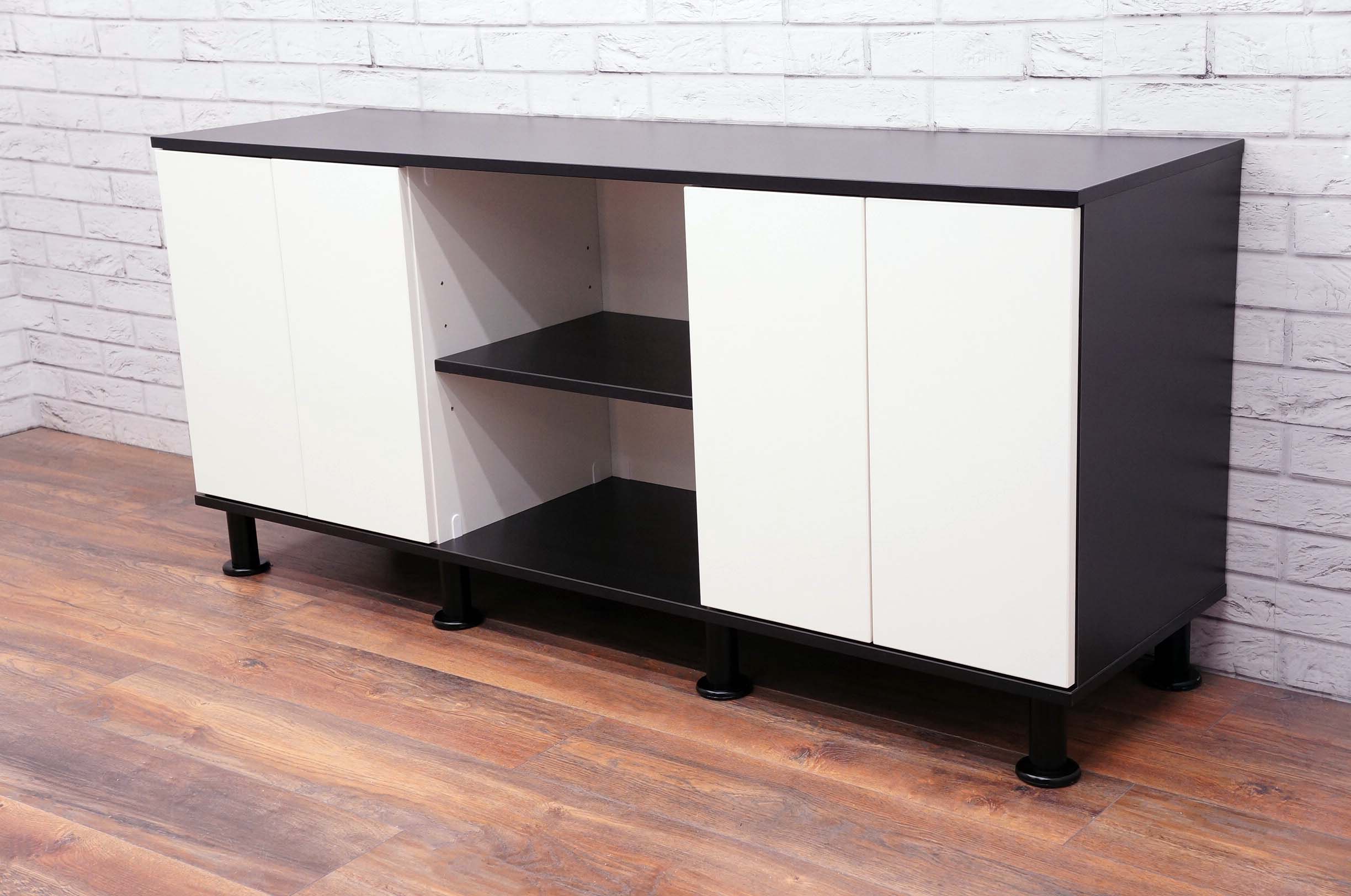 Bespoke Desk High Credenza Unit In Black & White Office Resale