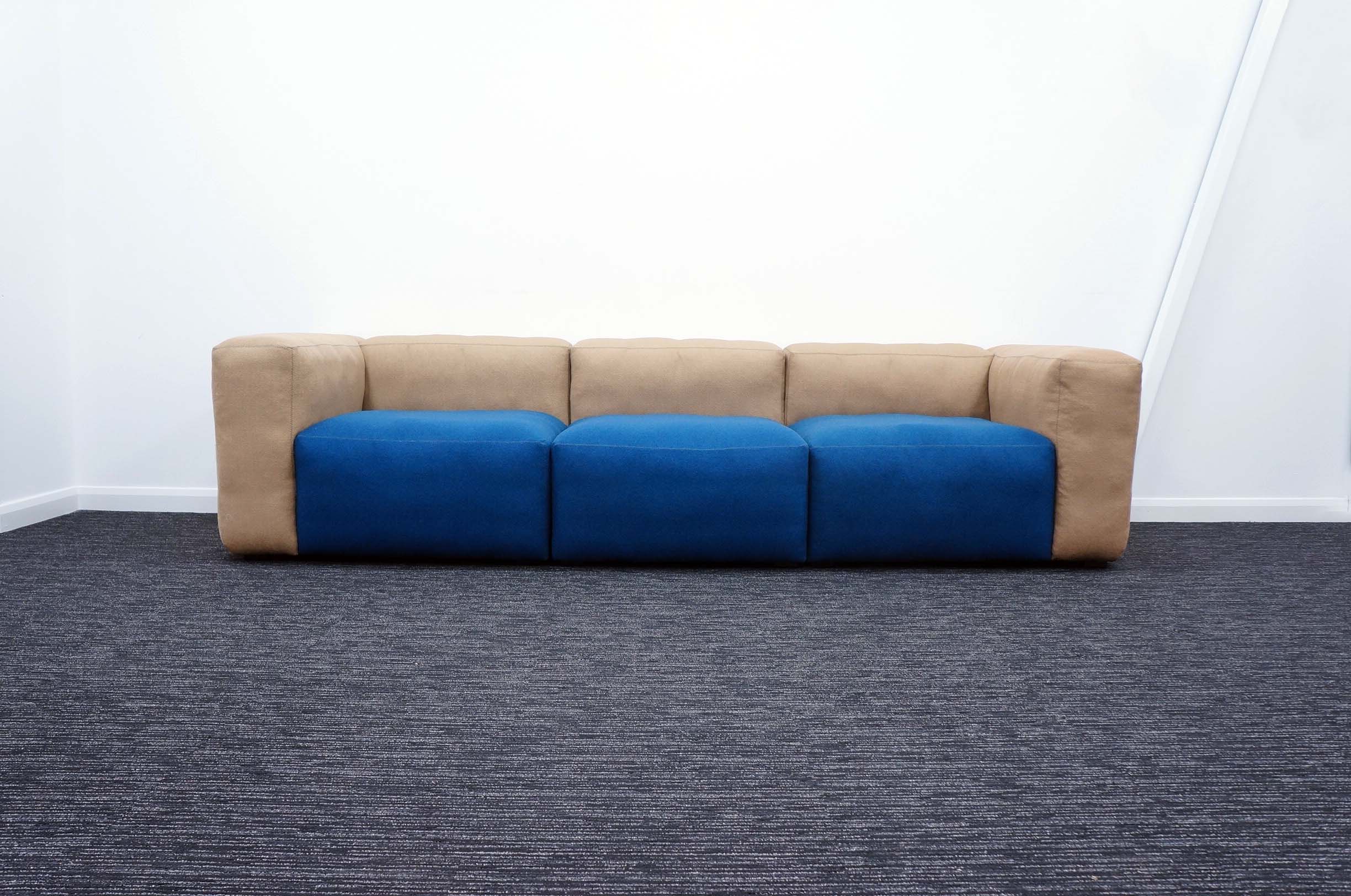 Hay Mags Modular 3 Piece Sofa In Cream & Blue Office Resale