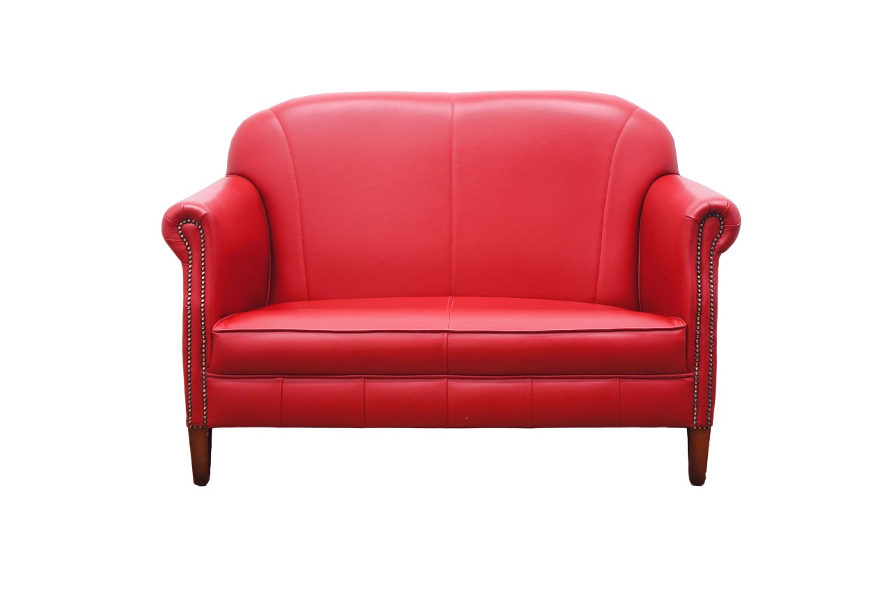 2 Seater Sofa In Red Faux Leather Office Resale
