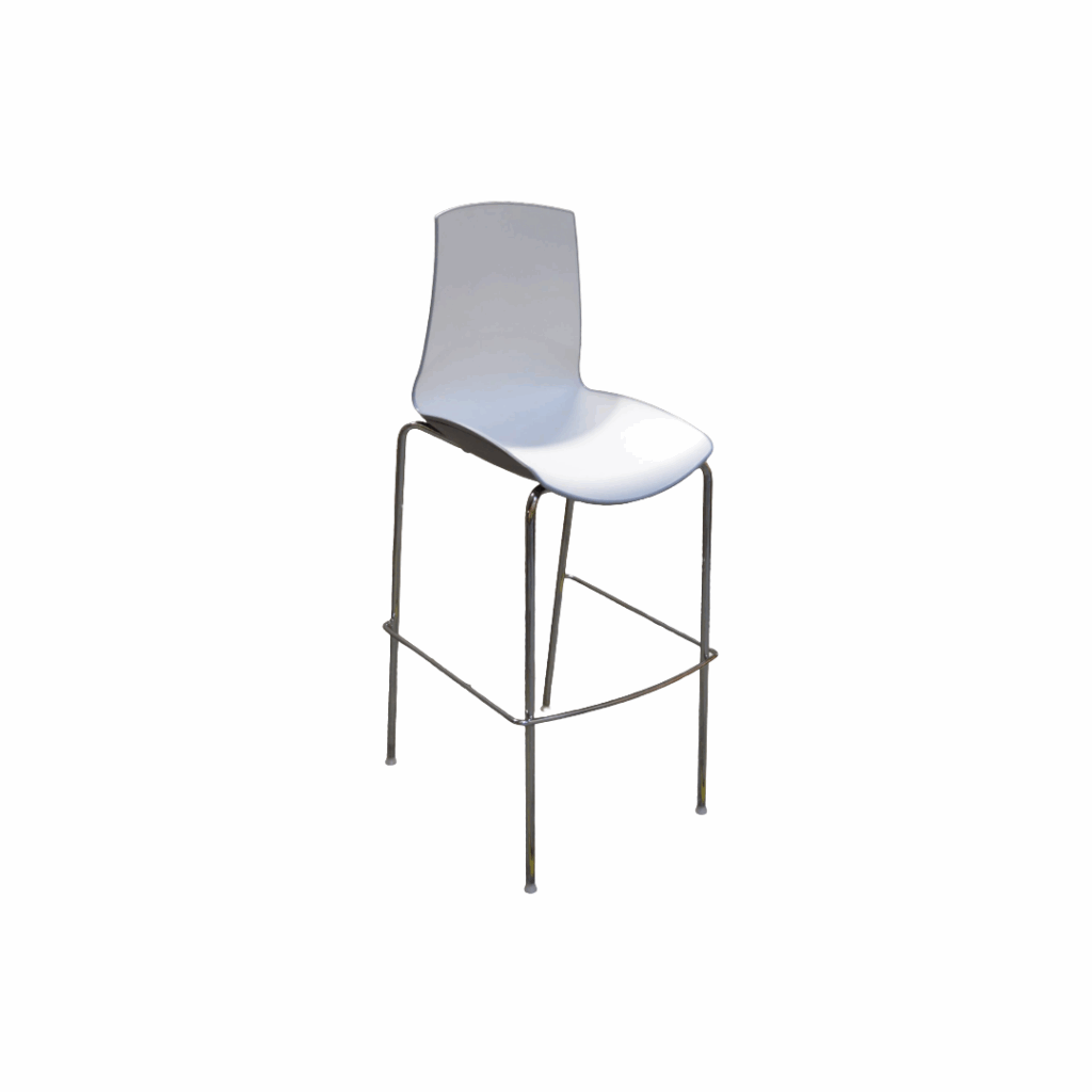 Connection Ice Bar Stool, White Back & Seat, Grey Frame, Chrome Base ...