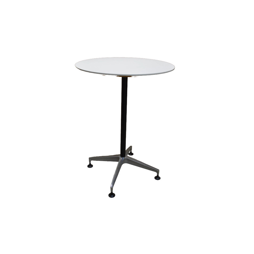 Herman Miller Round Poseur Table White Black Chrome (2) Herman Miller Round Poseur Table