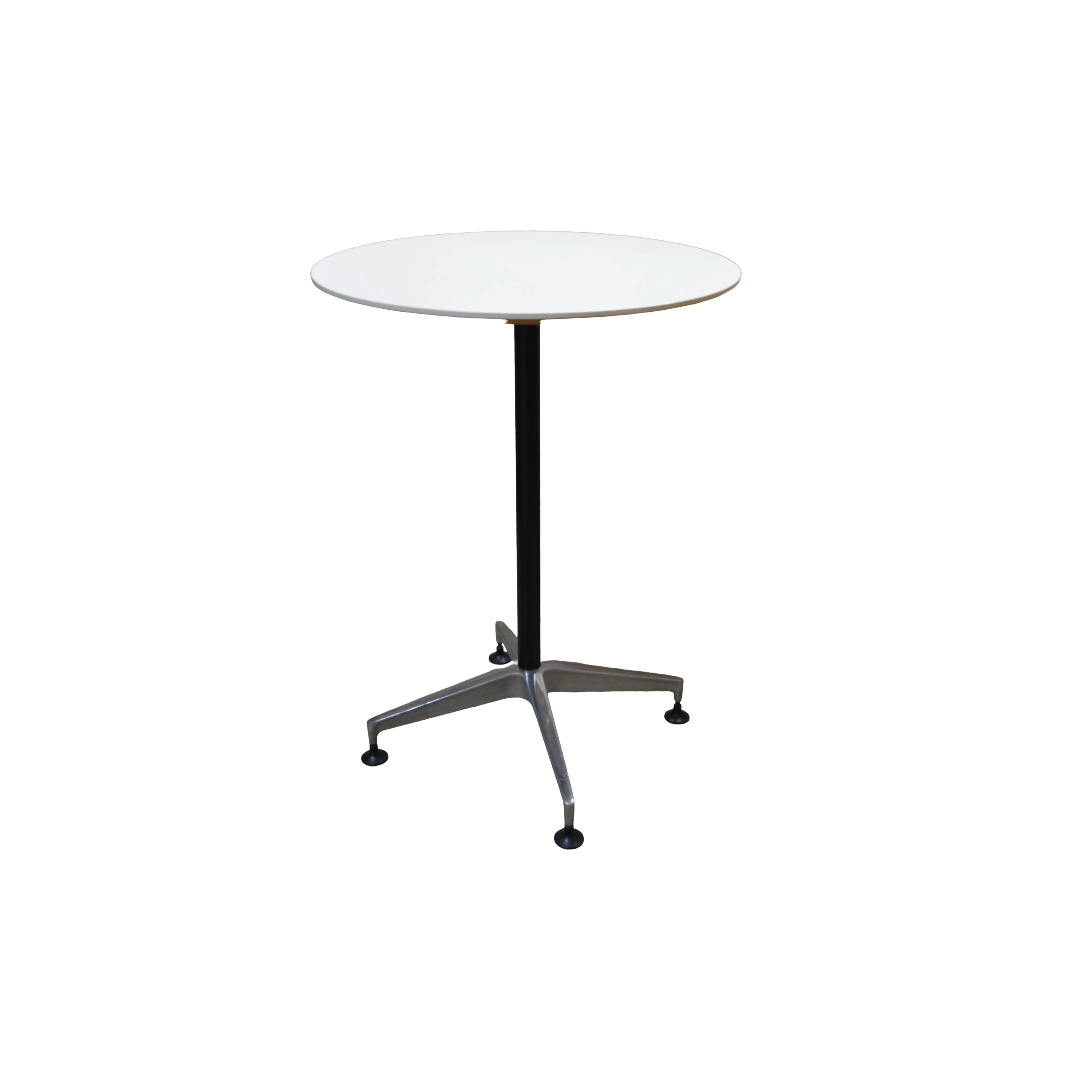 Herman Miller Round Poseur Table White Black Chrome (3) Herman Miller Round Poseur Table