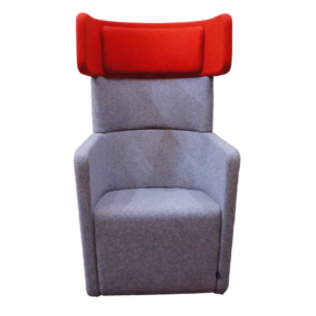 Bene Parcs Wing Armchair, Red Top Panel & Grey Back, Grey Seat