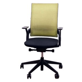 Senator Ecoflex Task Chair, Yellow Mesh Back, Black Fabric Seat, Black Frame & Base