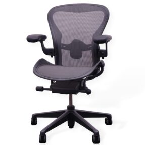Herman Miller Aeron Remastered With Lumbar Support In Size B in Black on White Background