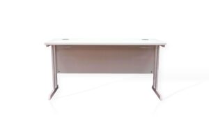 Optima C Cantilever Desk - White Top - White Modesty Panel - White ...