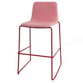 Naughtone Viv Bar Stool - Pink Seat - Red Metal Legs