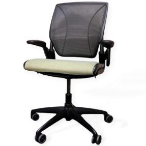 Humanscale Diffrient World Task Chair In Black & Green on White Background