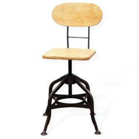 Industrial Adjustable Bar Stool In Black/Oak