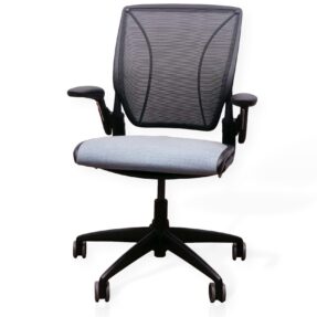Humanscale Diffrient World Task Chair In Black & Blue on White Background