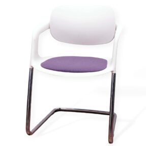Allermuir Soul A781 Chair With Purple Upholstered Seat Pad & White Plastic Backrest