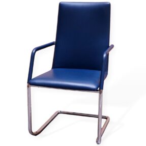 Brunner Fina Soft Cantilever Chair, Blue Vinyl Back & Seat, Chrome Frame