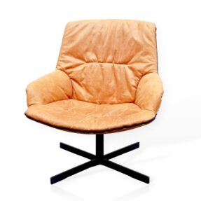 Modus Milo Chair, Tan Leather Back & Seat, Black Base