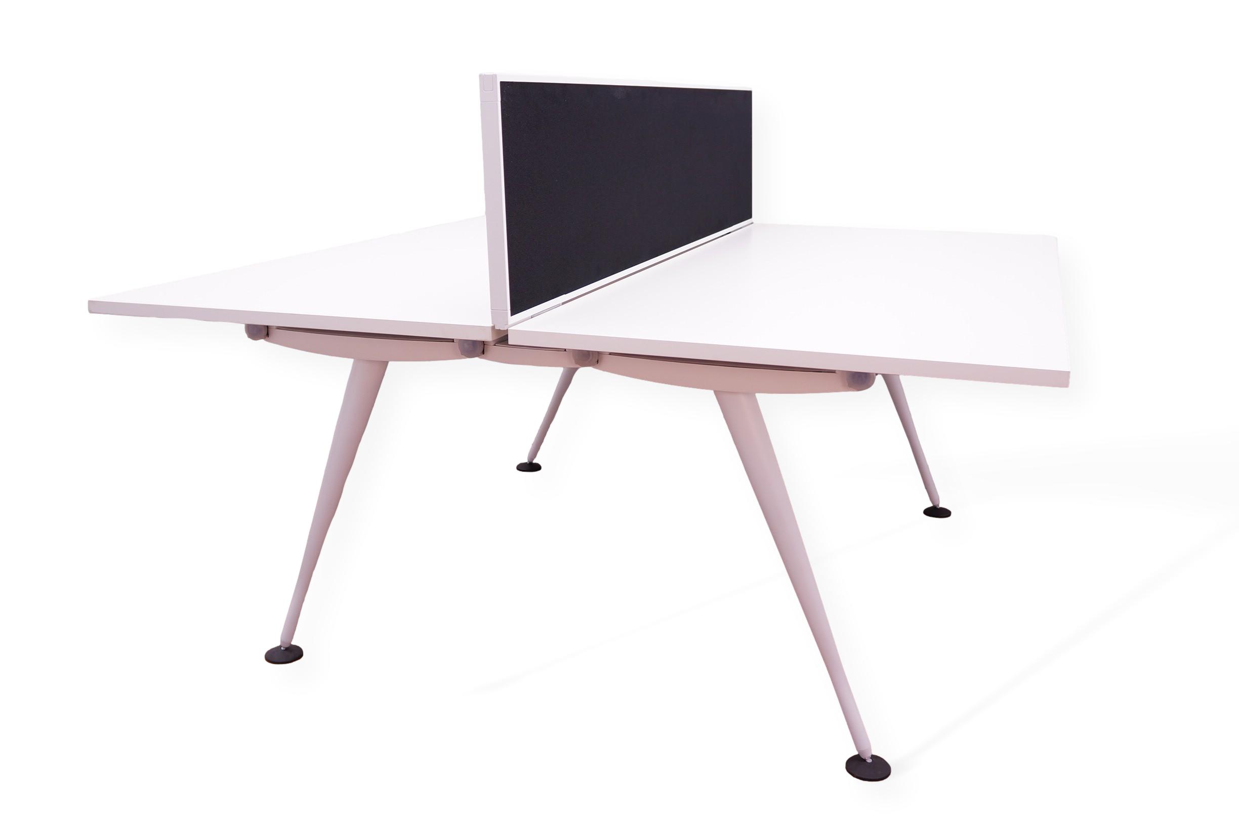 Herman Miller Abak Bench Desk With Screen White Tapered Legs