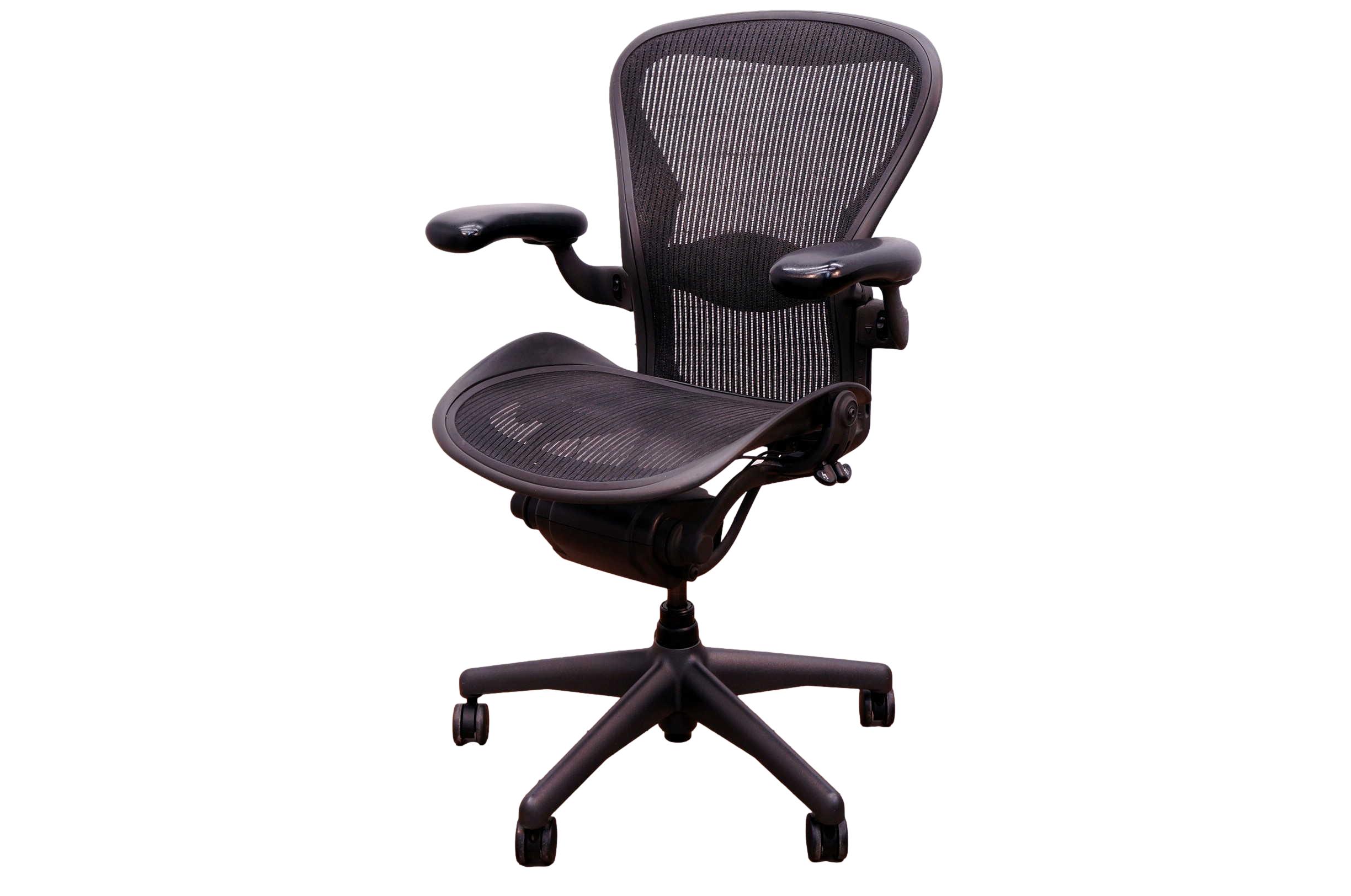 Herman Miller Aeron Fully Loaded Black Chair on Black Background