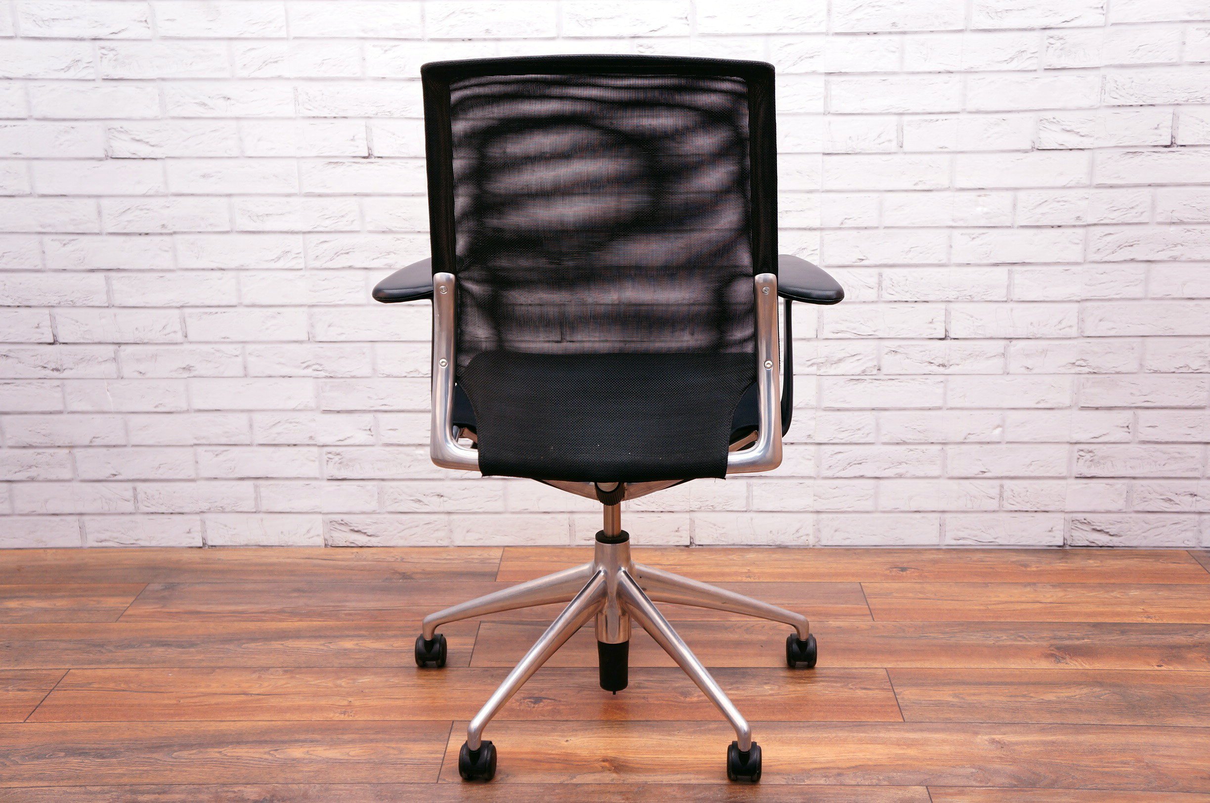 Vitra Meda Task Chair, Black Mesh Back, Black Fabric Seat, Black Arms
