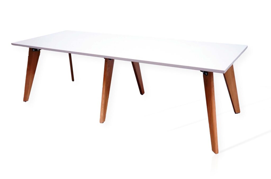 2400mm rectangle table in white & oak
