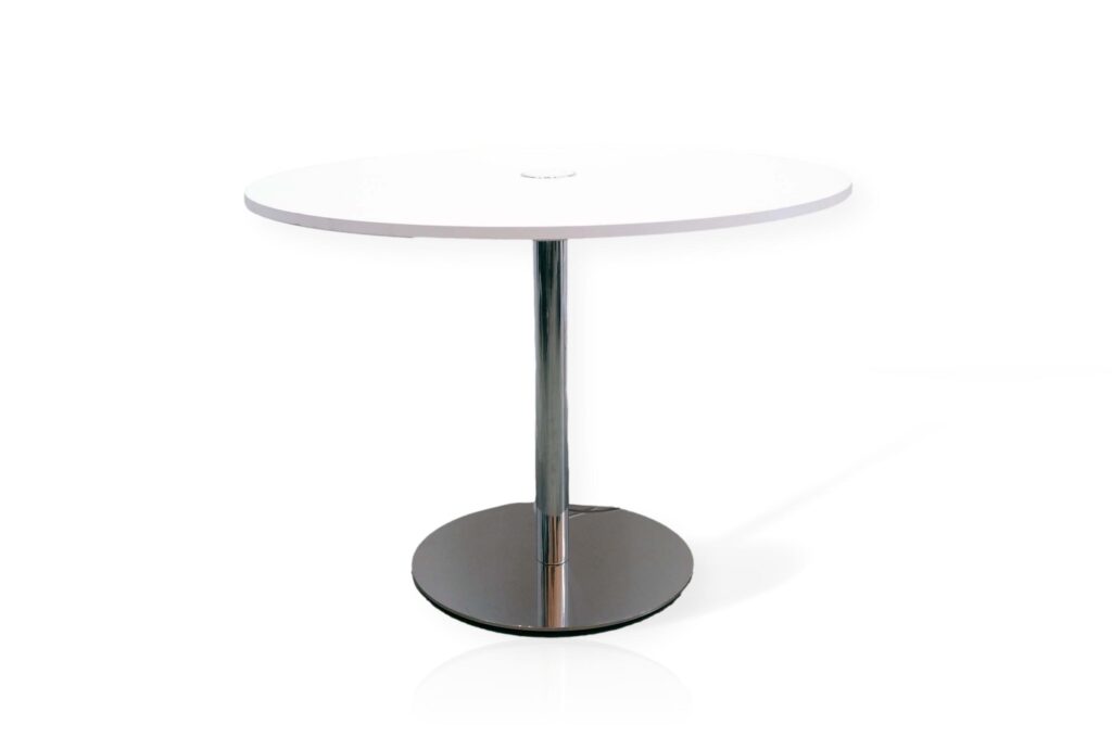 800mm Round Meeting Table In Chrome & White
