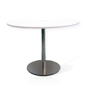 800mm Round Meeting Table In Chrome & White