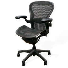 Herman Miller Aeron Chair in Black on White Background