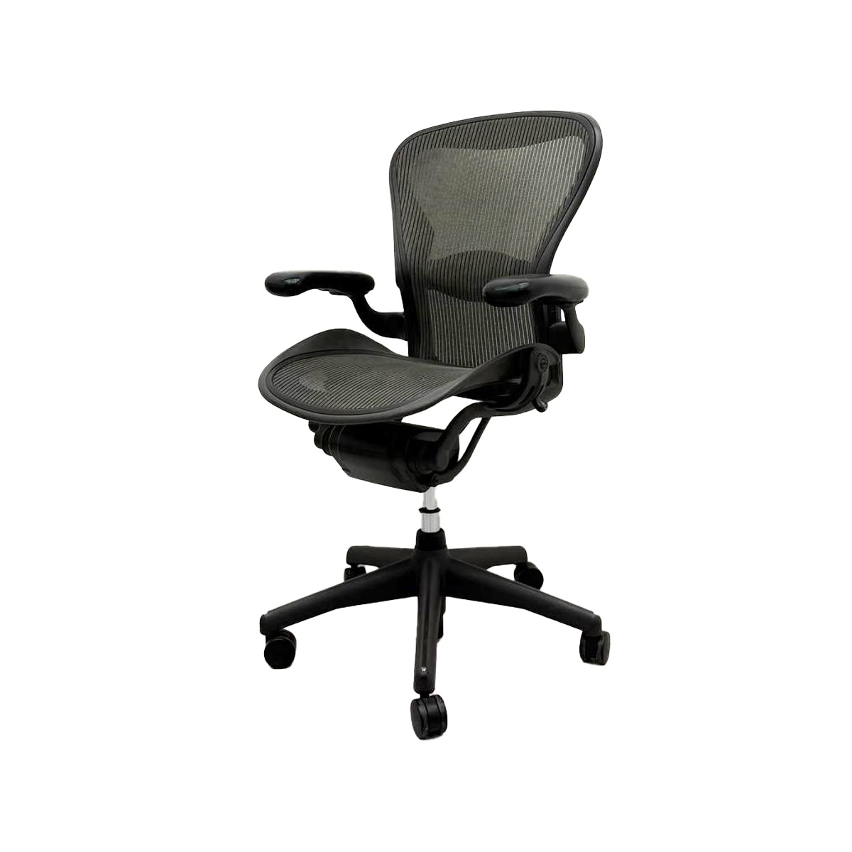 Herman Miller Aeron Grey Mesh Lumbar Fixed Arms Graphite Frame Rear Tilt Side Herman Miller Aeron Grey Mesh Lumbar Fixed Arms Graphite Frame Rear Tilt Side