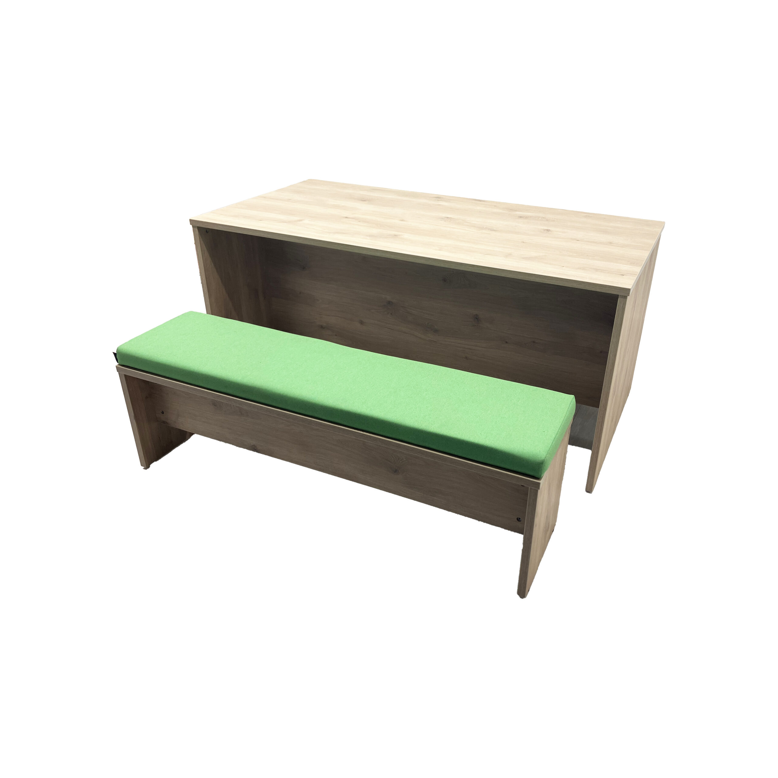 Oak Table & Twin Green & Oak Bench Set Oak Table & Twin Green & Oak Bench Set