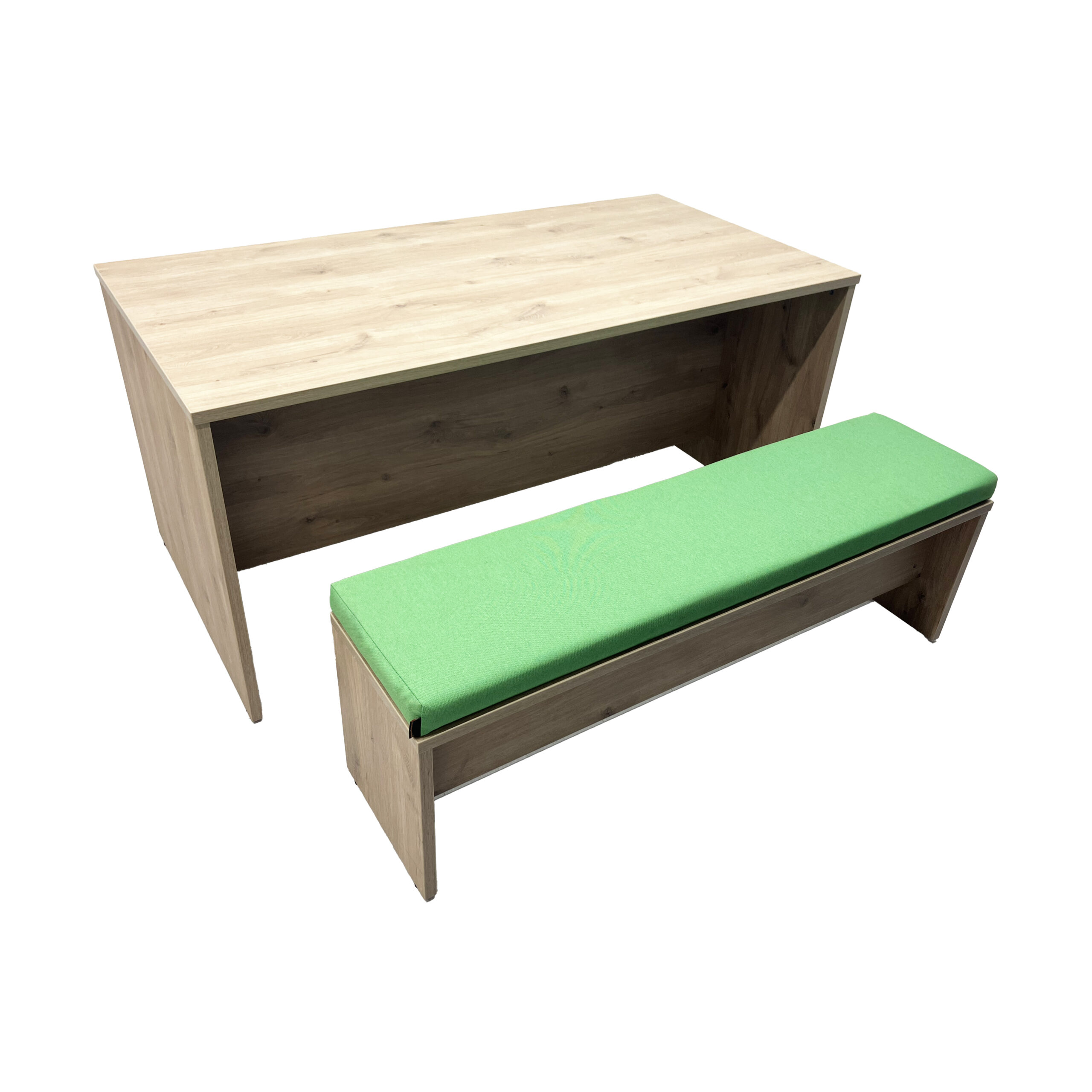 Oak Table & Twin Green & Oak Bench Set Oak Table & Twin Green & Oak Bench Set
