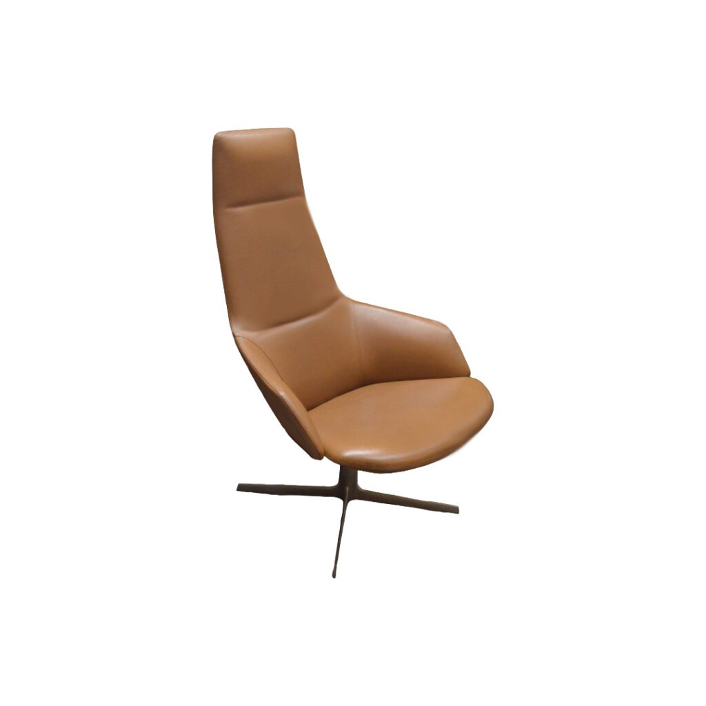 Arper Aston Lounge Chair Brown & Chrome