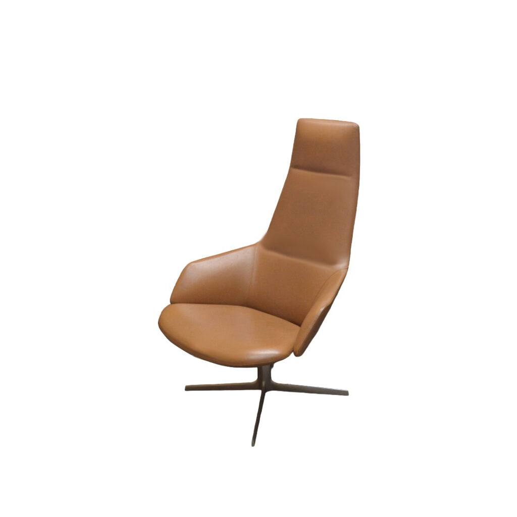 Arper Aston Lounge Chair Brown & Chrome