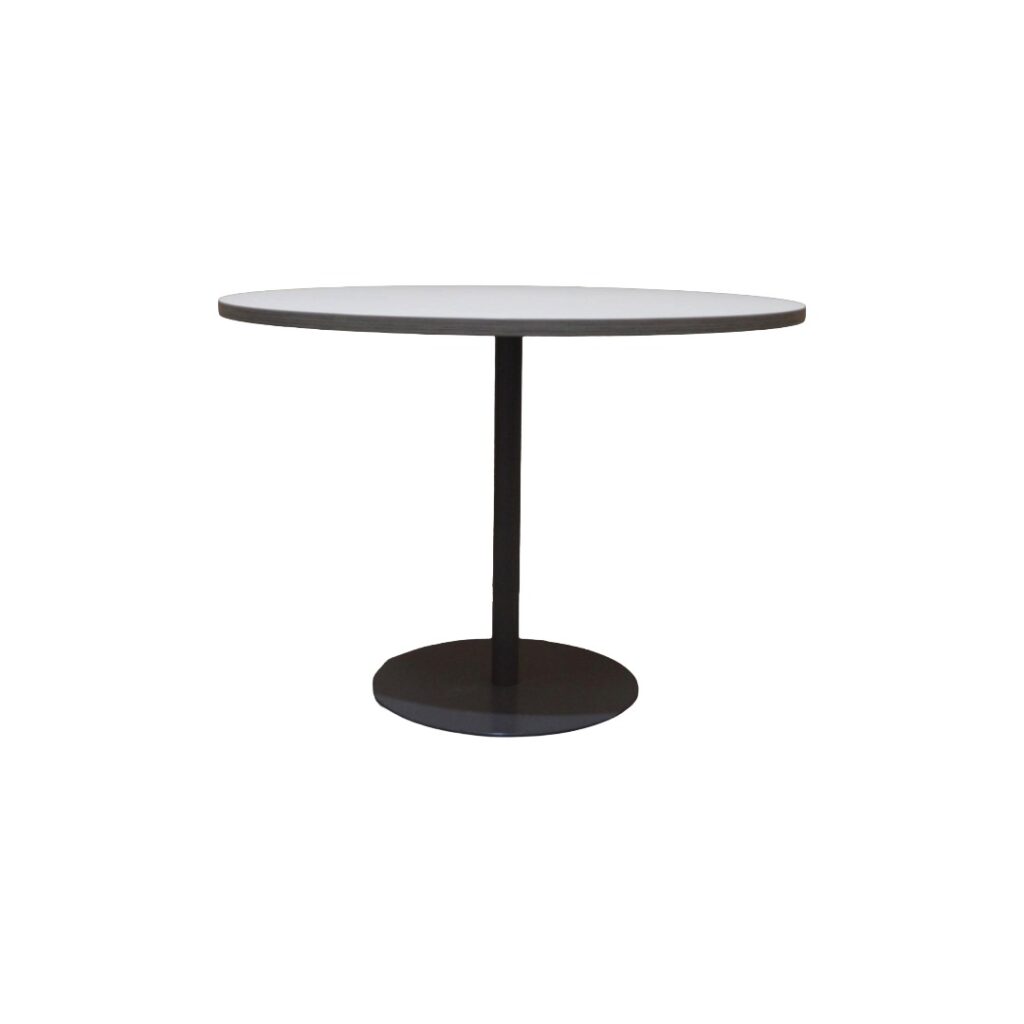 Knoll Round Table - White & Shorewood Top - Dark Grey Base