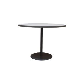 Knoll Round Table - White & Shorewood Top - Dark Grey Base