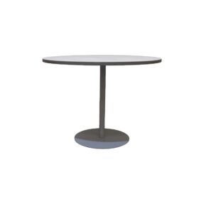 Knoll Round Table - White & Shorewood Top - Light Grey Base