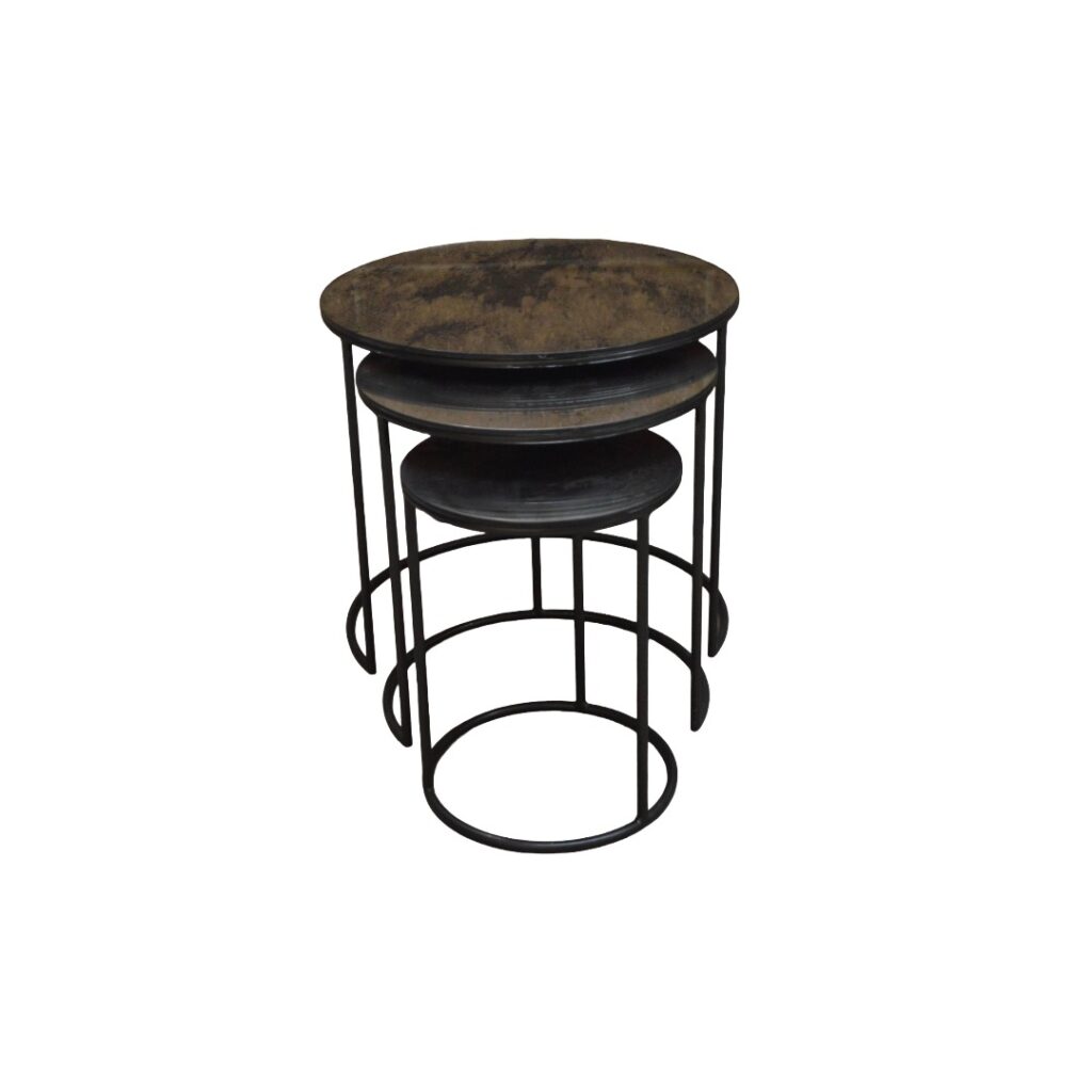 Nest Of 3 Tables Mirrored & Black
