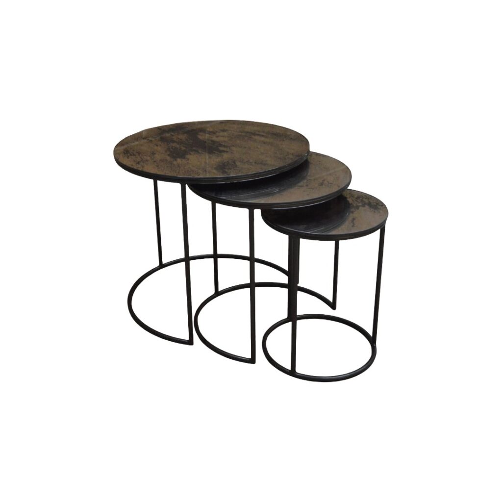 Nest Of 3 Tables Mirrored & Black