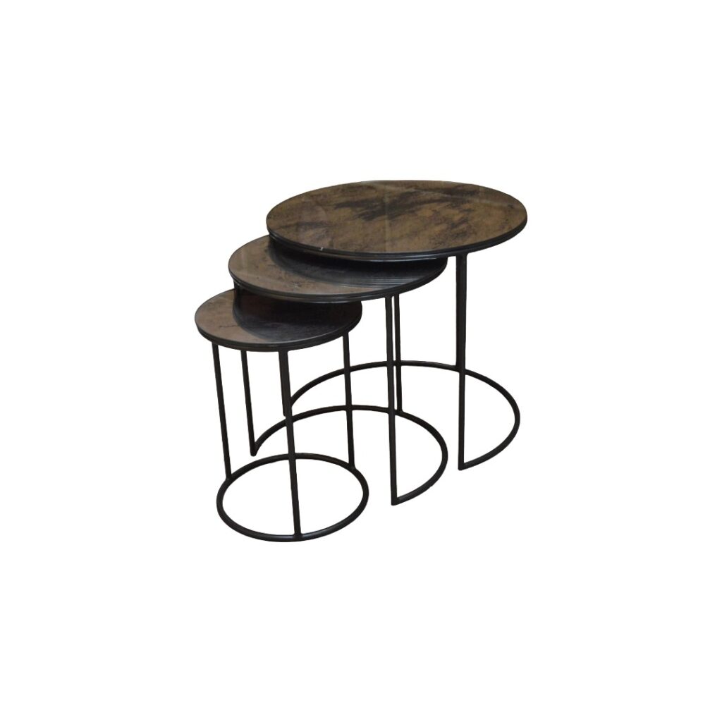 Nest Of 3 Tables Mirrored & Black