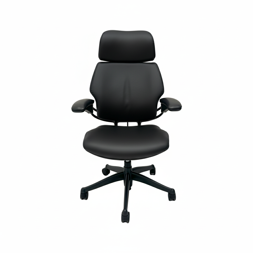 Humanscale Freedom High Back Black Leather Graphite Frame Humanscale Freedom High Back Black Leather Graphite Frame